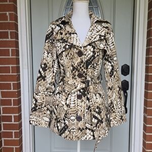 Vertigo Paris Brown Cobra Belted Trench Coat